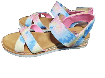 #ad Bobs by Skechers Desert Kiss Sweet Seasons Sandals 8 Memory Foam Pink Tie Dye $20.00