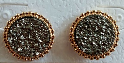 #ad Gold And Silver Color Round Druzy Earrings $9.00