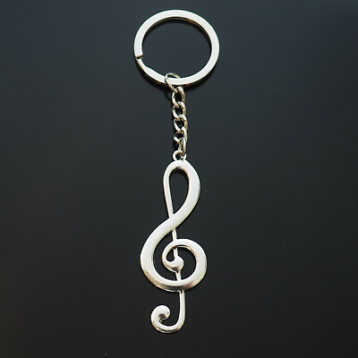 #ad Treble Clef Keychain Silver Violin Guitar Piano Musical Note Gift Music Teacher $6.99