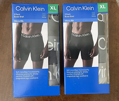 New Sealed Calvin Klein Men#x27;s 6 Pack Boxer Briefs Micro Rib Size: XL $34.95