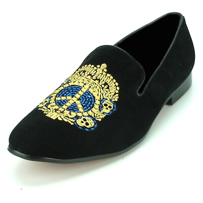#ad FI 7181 Black Suede with Gold Embroidery Fiesso by Aurelio Garcia Suede Slip on $99.99