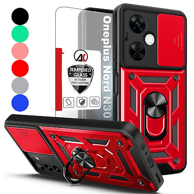 #ad For Oneplus Nord N30 Shockproof Ring Hard Stand Holder Case CoverTempered Glass $8.77