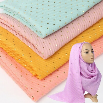 #ad Women Wrinkle Cotton Scarf Glitter Scarves Muslim Hijab Shawl Head Wraps Turban $7.34