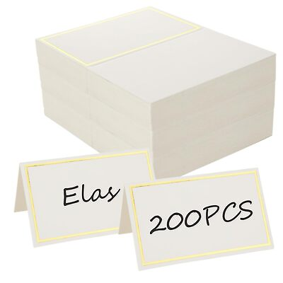 #ad 200 PCS Place Cards with Gold Foil Border Paper Name Place Cards for Table Se... $18.05