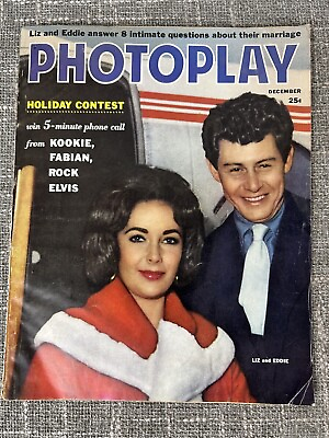 #ad Photoplay December 1959 Magazine Liz Taylor Eddie Fisher Elvis Presley Fabian $8.07