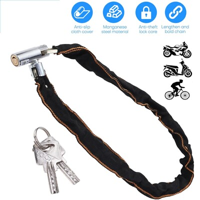 #ad Heavy Duty Motorcycle Bike Bicycle Anti theft Chain Lock Padlock Security W Key $10.98