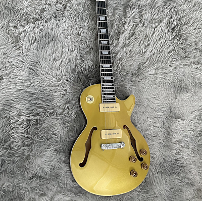 #ad Hollow Body LP Electric Guitar Gold Top P90 Pickup Chrome Hardware Free Shipping $279.00