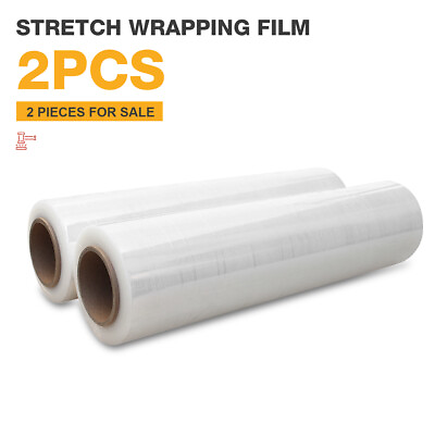 #ad 15 18quot; x 1500FT Pallet Clear Black Wrap Stretch Film Shrink Hand Wrap 2 Rolls $32.80