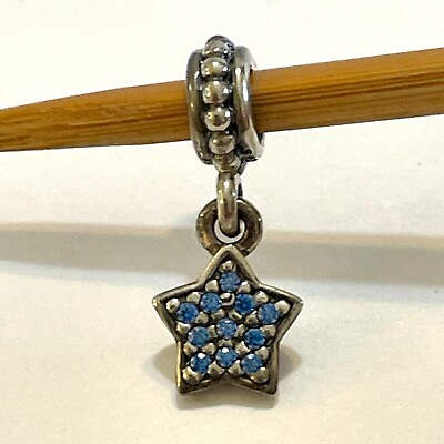 #ad Pandora Blue Pave CZ Dangle Star Charm 791024CZB Authentic 925 ALE New Old Stock $28.00