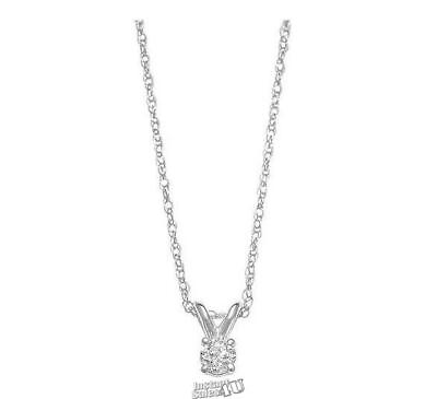 #ad 10K Yellow Or White Gold Solitaire Necklace 7mm Pendant 1 10 ct. Diamond Chain $169.99