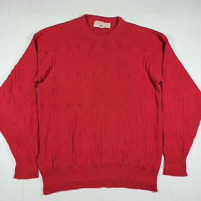 #ad Vintage The Fox Collection Pullover Crew Neck Sweater Knit Red Large Tall $10.50