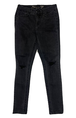 #ad Seven7 Women Size 4 Measure 28x29 Charcoal Black Destressed Skinny Jeans $13.45