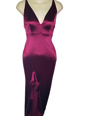 #ad Fashion Nova Spaghetti Strap V Neck Ruffle Dress Burgundy size M Valentine#x27;s Day $18.99
