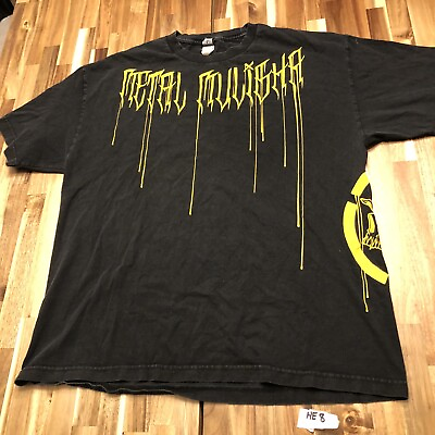 #ad vintage metal militia graffiti men’s black yellow XL T shirt $17.99