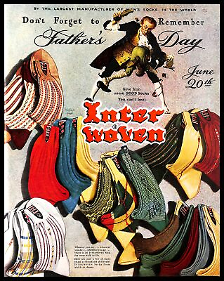 #ad 1948 Interwoven Socks Vintage PRINT AD Stockings Fathers Day Gift Style 1940s $8.99