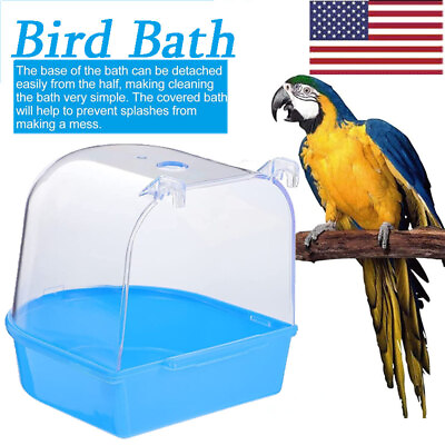 #ad Clear Bird Bath for Cage Bird Cage Accessories Hanging Bird Tub for Small Bird $9.94