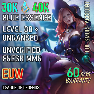 #ad EUW League of Legends Smurf 30K 40K BE Level 30 Unranked 20 25 Champions $3.99