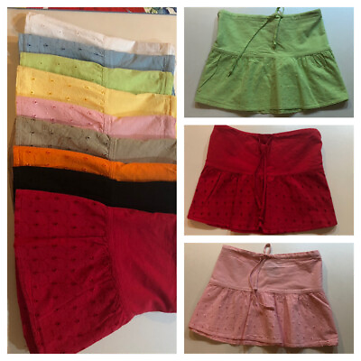 #ad Mini Skirts Ladies 100% Cotton Embroidered Garment Dyed 10 Colors $6.00