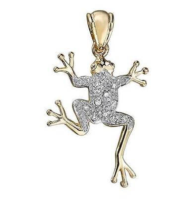 #ad New 14k Gold Diamond Frog Pendant $199.00