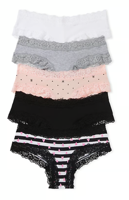 #ad VICTORIA#x27;S SECRET 5 Pack Lace Waist Cotton Cheeky Panties Size L MS New #B3 5 $29.86