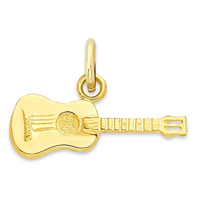 #ad Solid Gold Guitar Pendant in 10 or 14k Music Jewelry Gifts for Her $69.59
