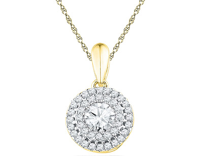 #ad 1 2 Carat ctw G H I1 I2 Diamond Circle Pendant Necklace in 10K White Gold wit $769.00