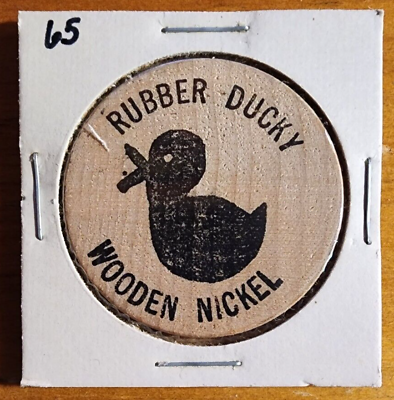 #ad Vintage RUBBER DUCKY WOODEN NICKEL THE NEWCASTLE BATH WORKS Wooden Nickel $7.97