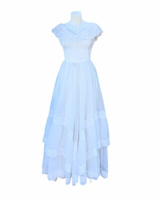 #ad Vintage Cupcake Bobbie Jean White Lace Gown Denver Colorado Small Prom Wedding $150.00