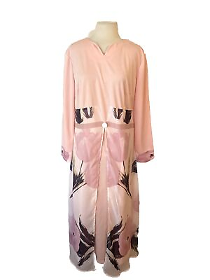 #ad Hekka Long Dress Size XXL peach Orange Long Sleeve Maxi Women $12.00