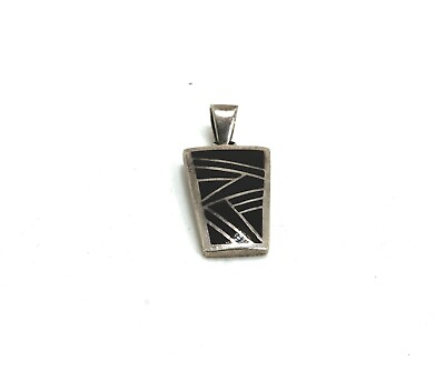 #ad NF Sterling Silver amp; Onyx Inlay Geometric Pendant $70.00