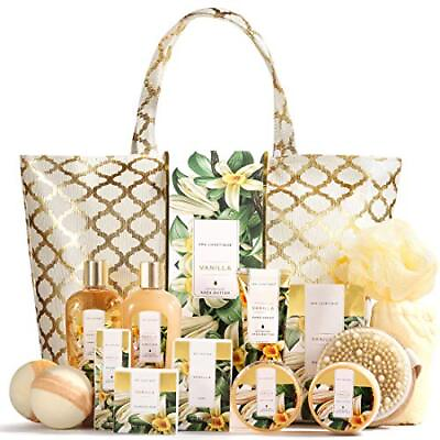 #ad Spa Gift Basket Vanilla Gift Baskets for Women Luxury 15 Pcs Bath Gift Set $94.92