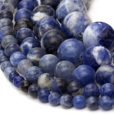 #ad Natural Sodalite Beads Round 15” Strand Jewelry Making 4mm 6mm 8mm 10mm 12mm $5.83