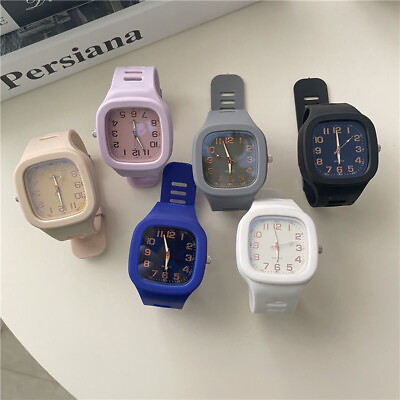 #ad Student Square Watch Fashion Watch Digital Pointer Watch Ladies Silicone Watches $2.77