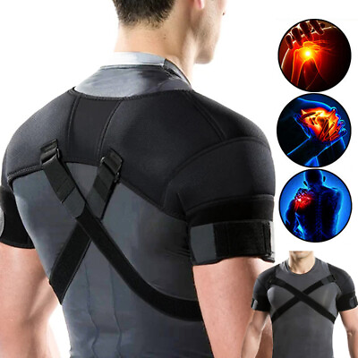 #ad Double Shoulder Brace Torn Rotator Cuff Pain Relief Support Sleeve Adjustable US $13.79