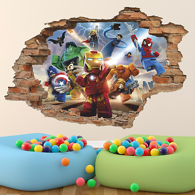 #ad 3D Wall Decal Toys Wall Sticker Construction Superheroes Decor $77.25