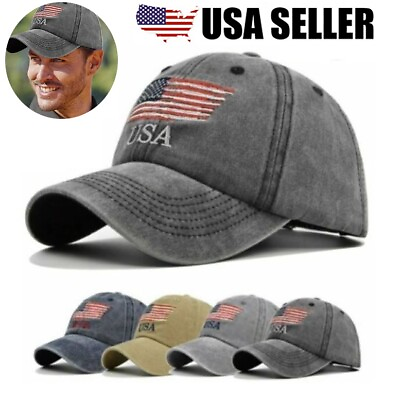 #ad Patriotic USA American Flag Embroidered Relaxed Polo Baseball Dad Caps Hats USA $8.82