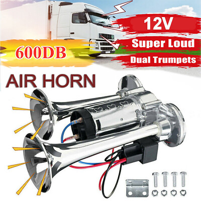 #ad #ad Super Loud Train Electric Air Horn 600DB Dual Trumpets Car Truck Boat Speaker US $21.99