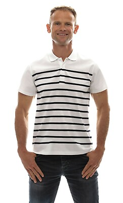 #ad Ugholin Men#x27;s Sailor Striped Jersey Cotton Short Sleeve Regular Fit Polo Shirt C $130.00