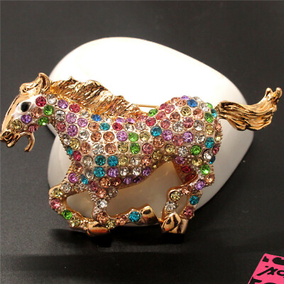 #ad Gifts Colorful Crystal Bling Horse Animal Lady Fashion Women Charm Brooch Pin $4.13