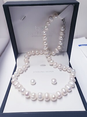#ad #ad Belk Silverworks Sterling Silver Pearl Stud Earrings and Pearl Necklace SET $18.00