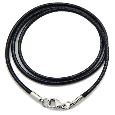 #ad 2mm Black Leather Cord Necklace Sterling Silver with Lobster Clasp 14 32quot; Chain $7.95