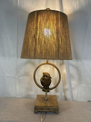 #ad Beautiful Brown Bird In A Ring 28” Table Lamp $6.49