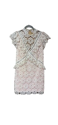 #ad Saylor Dress size 2 pink and white lace Floral Sleeveless $67.45