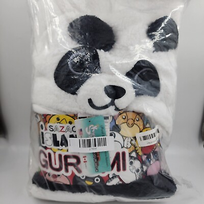 #ad SAZAC Panda Fluffy Kigurumi Hooded Jumpsuit Costume Unisex White Black Buttoned $59.32