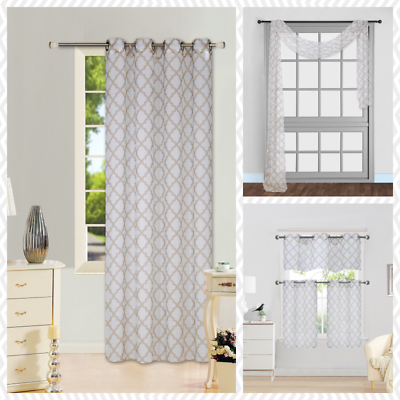 #ad 1 PANEL GROMMET PRINTED VOILE SHEER WINDOW CURTAIN TREATMENT IVORY TAUPE $11.05