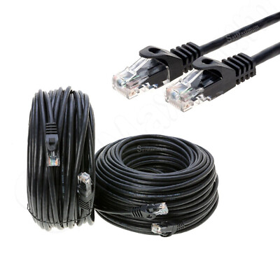 #ad CAT5 Ethernet Network Patch Cable RJ 45 LAN Internet Cable Black 25FT 200FT $19.99