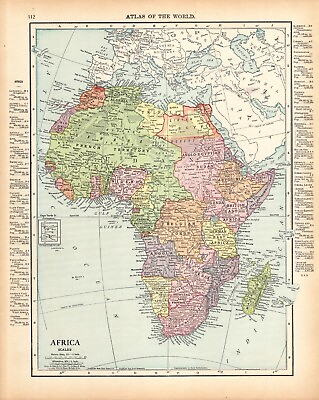 #ad 1911 Antique Africa Map Vintage Atlas Map of Africa Gallery Wall Decor 1603 $24.75