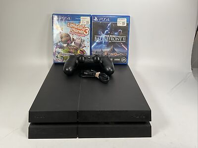 #ad Sony PlayStation 4 500GB Jet Black Console Bundle Controller And 2 Games $130.00