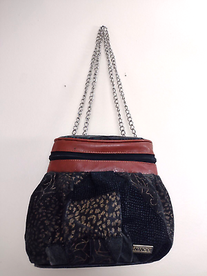#ad AGACCI Purse Genuine Soft Leather Shoulder Bag Chain Animal Print Patch Vintage $29.99