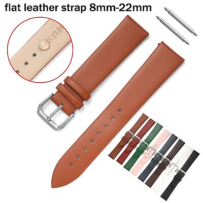 #ad Watch Strap 8mm 10 16mm 17 18 19 20mm 21 22mm Ultra Thin Flat Leather Watch Band $8.47